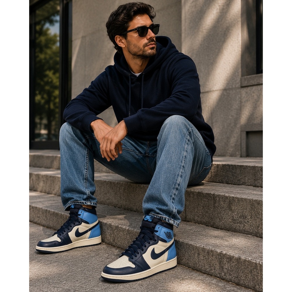 Nike Air Jordan 1 Retro High OG Obsidian University Blue 555088-140 Mens Size 9